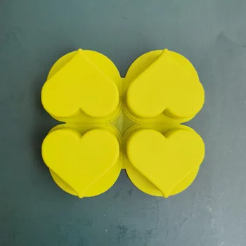 Obrazac za sapuna u obliku srca sa 4 karijesa. Silikonska forma za proizvodnju sapuna, 3D oblik ručno 