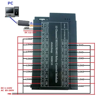 PC UART Prekidač Serijski Port RS232 RS485 DC12V 24V 15CH Relejni Modul Za Industrijske Sustave za Upravljanje Kamerom Naknada Proširenja PLC