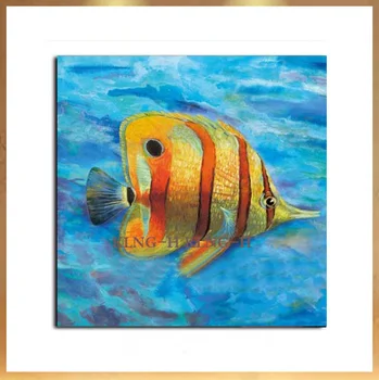 Pintura al óleo de pez Animal única pintada a mano de alta calidad envío gratis en lienzo pintura abstracta de lienzo de peces p