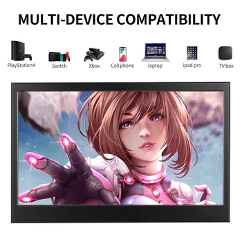 Portable gaming monitor 2K Full HD zaslon osjetljiv na dodir 1080P IPS LCD displej za laptop Malina Pi PS4 i Xbox 360 switch