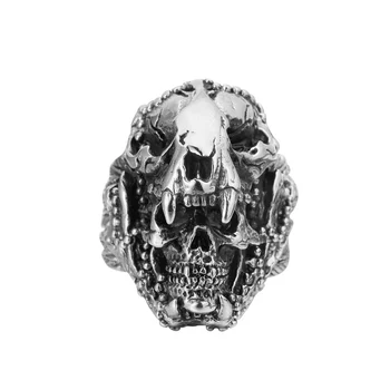 Punk gothic Kostur od Nehrđajućeg Čelika, Prsten s Lubanjom za Muškarce, Retro Nakit, Veličine 8-14