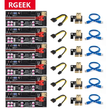 RGeek VER010X GPU PCIE (PCI-E Riser VER010 Riser Kartica PCI-E X16 PCI Express 6Pin na SATA, 1X 16X USB3.0 Produžni kabel led za майнинга