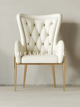 Skandinavski jednostavan luksuzno kože ručak fotelja, Stolica za kućni odmor, kozmetički stolica, Moderna Jednostavan kožni umjetničko stolica za namještaj