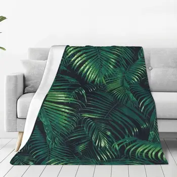 Tropska biljka, dlan lišće, blagi флисовое deka, topao i udoban, zgodan za krpica od mikrovlakana za kauč na rasklapanje, 40 x 30