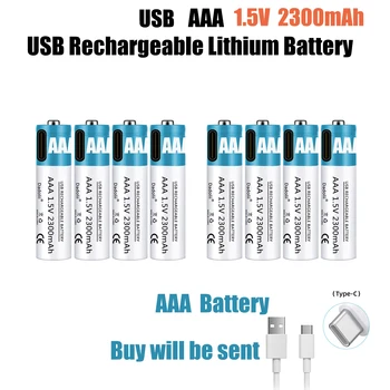 Visoki kapacitet 1,5 v AAA 2300 МВтч USB punjiva litij-ion baterija za miša sa daljinskim upravljačem mali ventilator Električna igračka baterije kabel