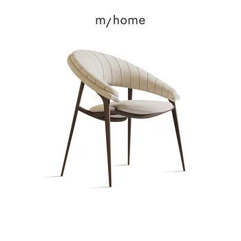 YY Talijanski minimalistički blagovaona stolice od punog drveta i kože, crna stolica od drveta oraha