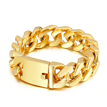 Zlatne narukvice s debelog insignia od visoko poliranog nehrđajućeg čelika za muškarce, modne muške narukvice u stilu hip-hop, nakit