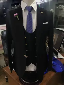 Šivana po mjeri moderan klasični crni vjenčanja odijelo 2021 godine za muškarce od 3 predmeta, приталенный, s šiljiti lapels, službeni poslovne večernja odijela za mladoženju
