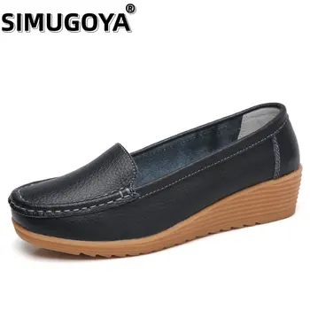 Ženske cipele na ravnim potplatima od kože SIMUGOYA velike veličine, funky šaren više cipele za medicinske sestre i majke, cipele na танкетке, ručno šivana konac