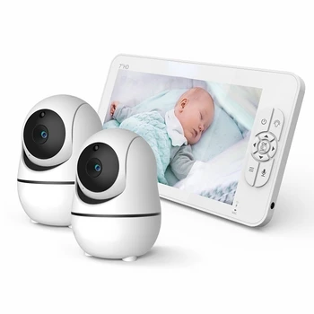 Видеоняня s razdvojenih ekrana HD 720P, Bez Wi-Fi Monitor s dječjim kamera, Zaštita od pucanja, Daljinsko skaliranje/Pan/Tilt, Bateriju od 4000 mah
